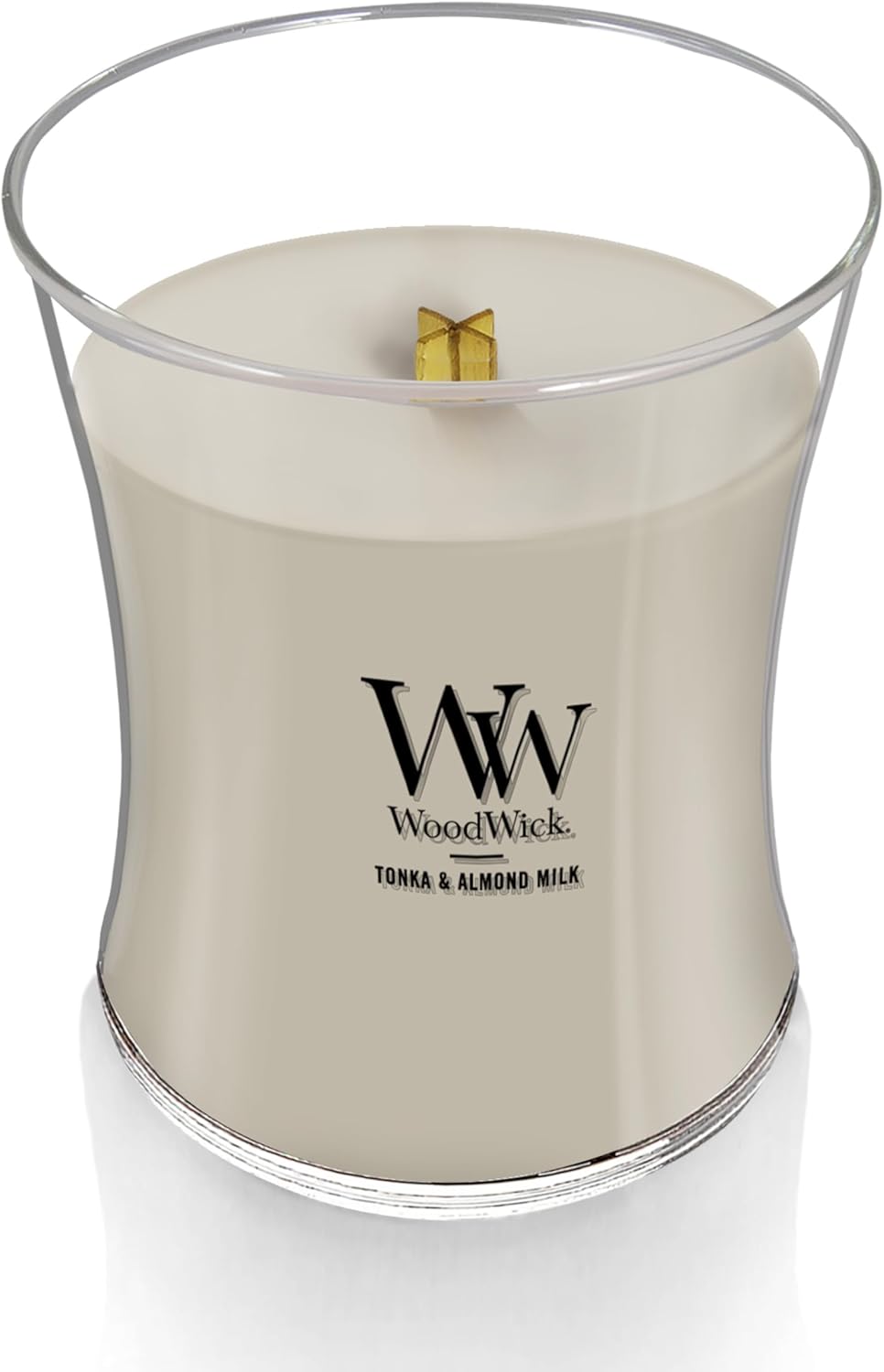 WoodWick Tonka & Almond Milk Candle - 9.7 oz Medium Hourglass with Crackling Wick | Perfect Gift for Men & Women