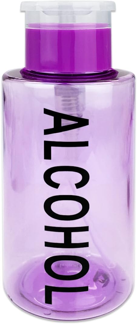 Clear Push Down Pump Dispenser Bottle - 7oz Refillable Flip Top Cap for Nail Polish & Travel Cosmetics
