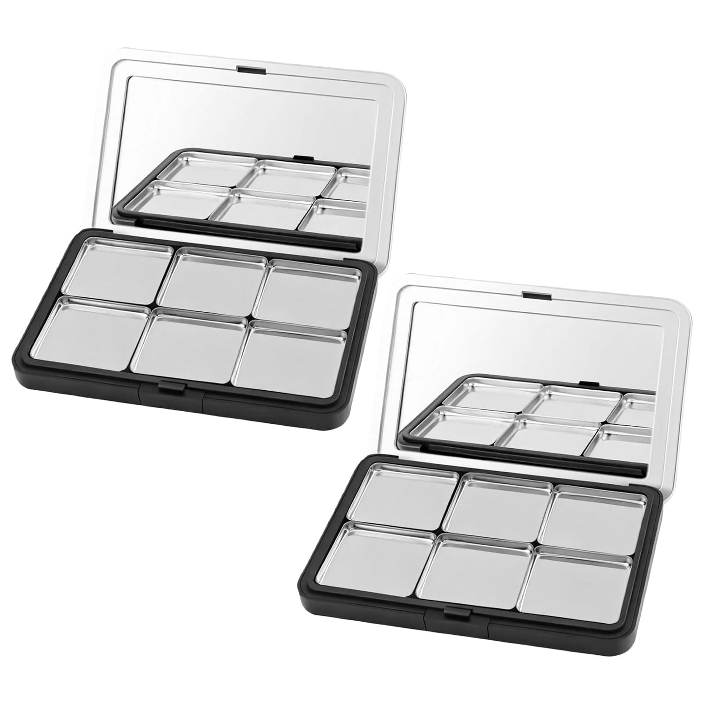 LCJAOF 2 Pack Empty Magnetic Makeup Palette with Mirror, Refillable 6 Pan Eyeshadow Palette for Blush Lipstick Concealer - Travel Friendly
