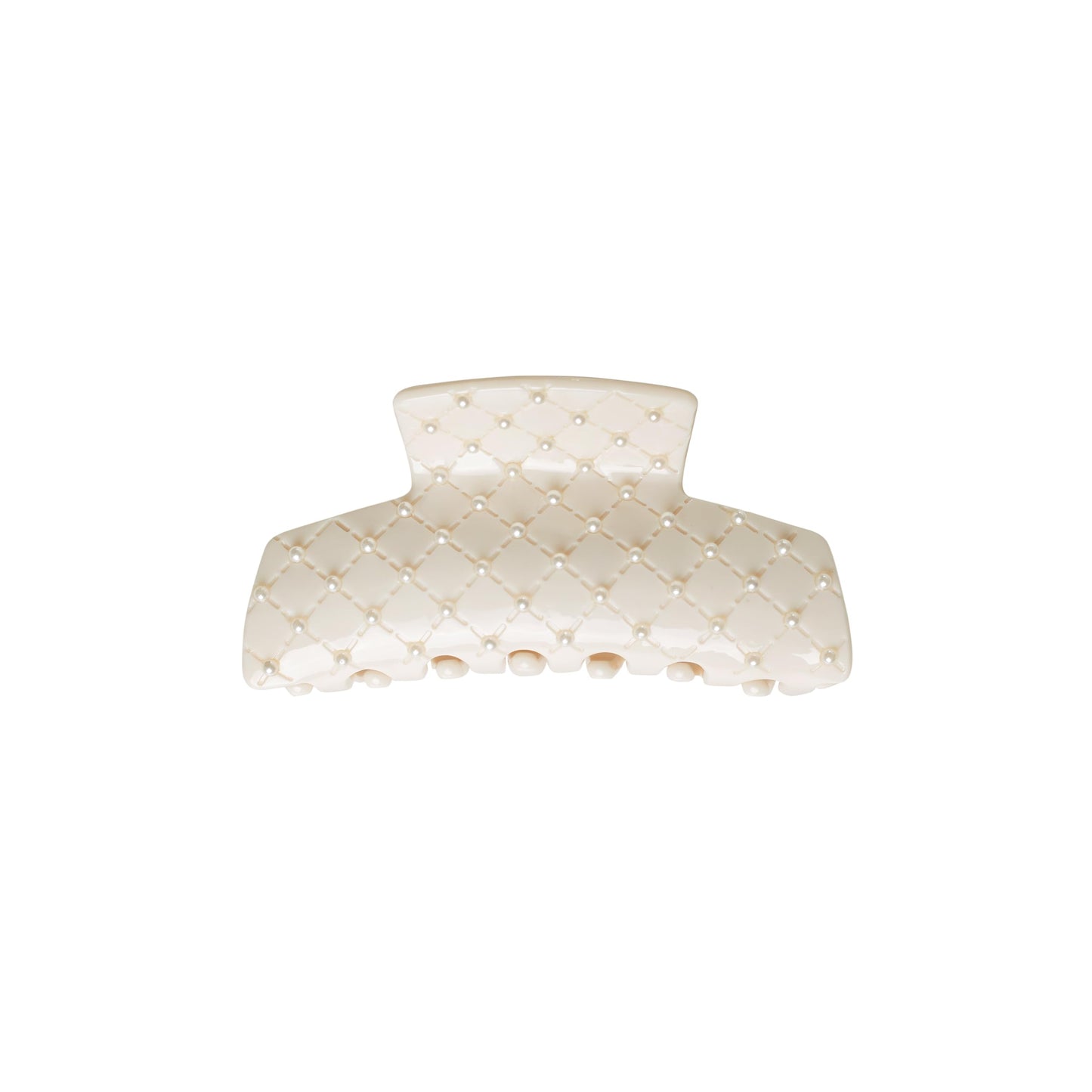 Emma Lily Cream Acetate Rectangle Hair Claw Clip with Pearl Beads - Secure Grip for Thin & Medium Hair, Ideal for Dinner Party Occasions, Gifts for Women