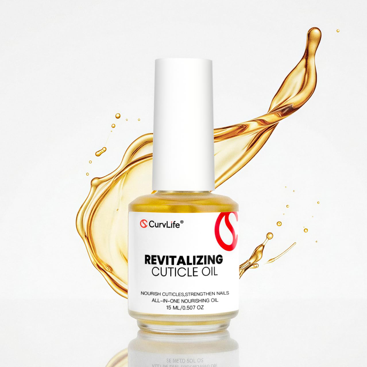 CurvLife Cuticle Oil - Lightweight Non-Greasy Nail Treatment with Curved Brush | Moisturizing Repair for Dry Cracked Cuticles