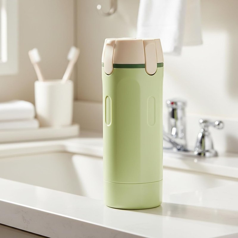 Travel Dispenser Bottle Set - 4 in 1 Refillable Leak Proof Toiletry Bottles | Light Green, 30ml Each, Compact Size