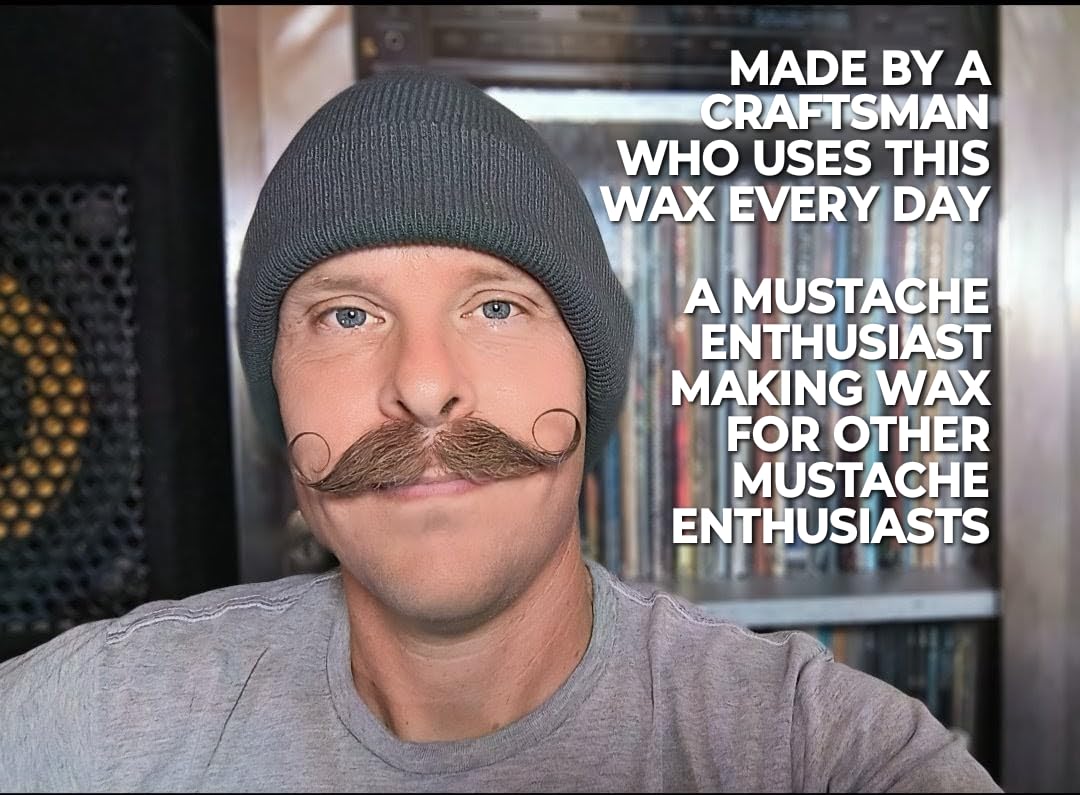 Fibonacci Mustache Wax Very Strong All Day Hold 100% Natural, Subtle Natural Scent No Fragrance No Heat Needed USA Handmade Small Business 1oz, Pick Included, Handlebar Hungarian English Dali Imperial