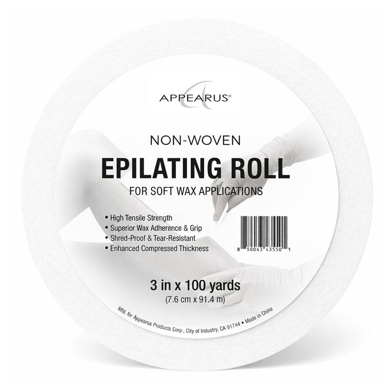 APPEARUS Non-Woven Waxing Roll - 90 GSM Heavy Duty Hair Removal Strips for Professional Estheticians - 3 Inch x 100 Yard Tear-Resistant Depilatory Paper for Salons