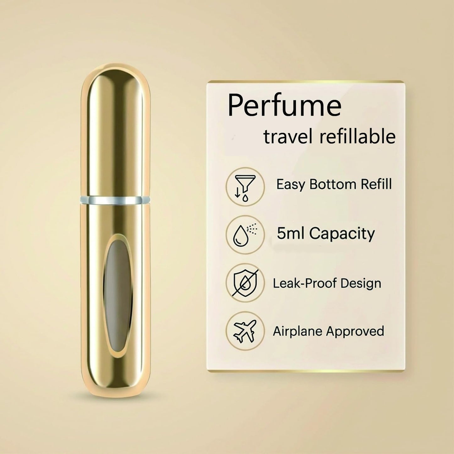ZeniPremunz Perfume Travel Refillable Portable Atomizer Bottle,4Pcs 5ml Mini Perfume Bottle,Perfume Refill for Women Men Small Mister Spray Bottle, for Travel and Outgoing