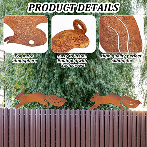 Rusty Metal Squirrel Garden Decor - Elegant Running Sculpture
