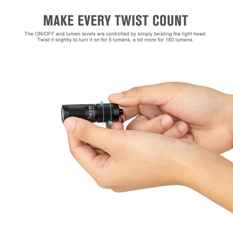 OLIGHT I1R 2 Pro Eos 180 Lumens EDC Rechargeable Keychain Flashlight, Powered by Built-in Rechargeable Battery with Type-C USB Cable, Slim Mini Handheld Light for Everyday Carry (Black)