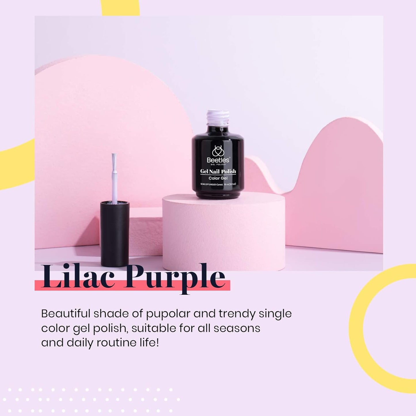 Beetles Purple Gel Polish - Lilac Light Purple Nail Color | 15ml Soak Off UV LED Gel for Summer Manicure
