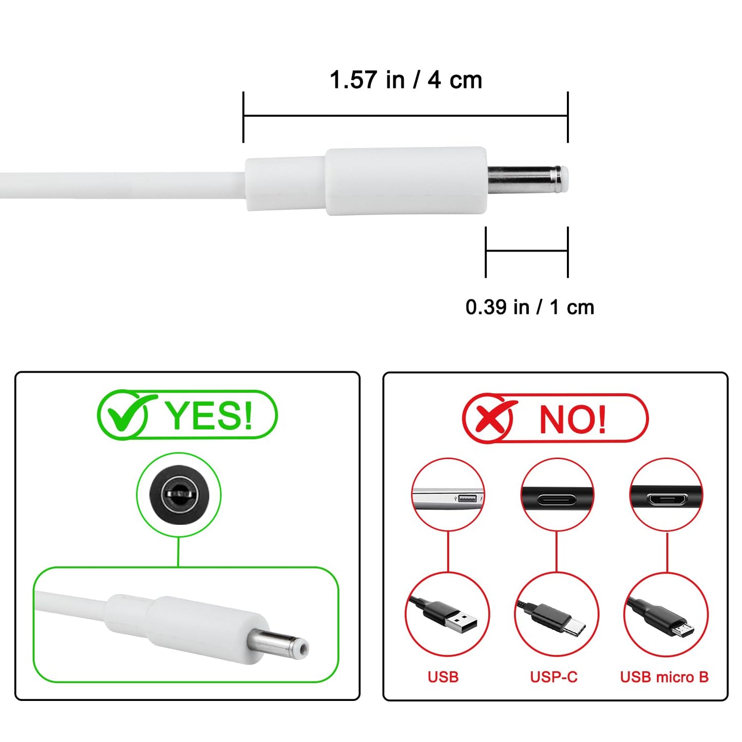 Wcone Replacement Power Cord for Aura Carver AF900 & AF100, Compatible with SR-A30502000U2 Charger Adapter, 5Ft Long 5V 2A Power Supply Cable - White