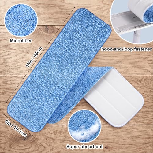 HOMEE Microfiber Mop Pads 18"x6" - 6 Pack for Multi-Surface Cleaning