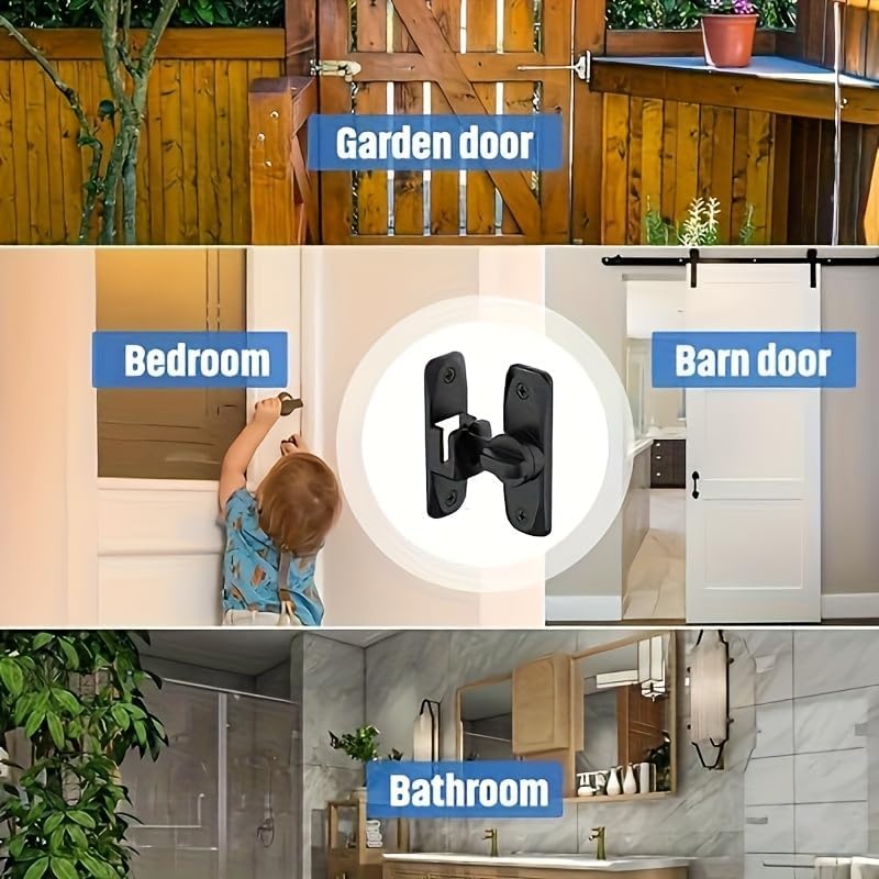 Heavy Duty Security Door Lock - Anti-Pry Bolt Lock with Adjustable Sliding Insert | Black, Commercial Grade