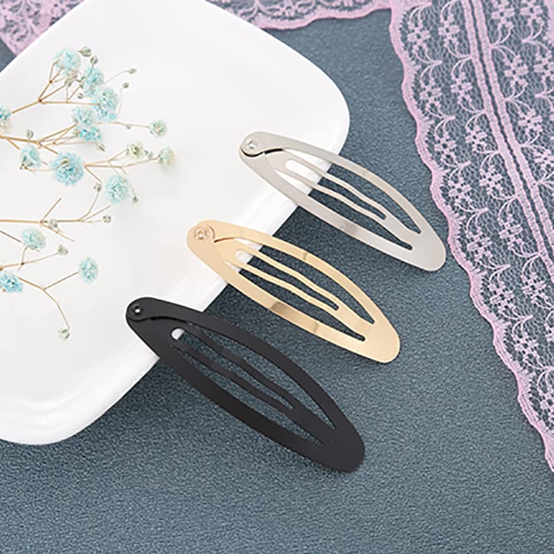 60pcs 50mm Metal Oval Snap Hair Clips Set - Mixed Colors for DIY Crafts