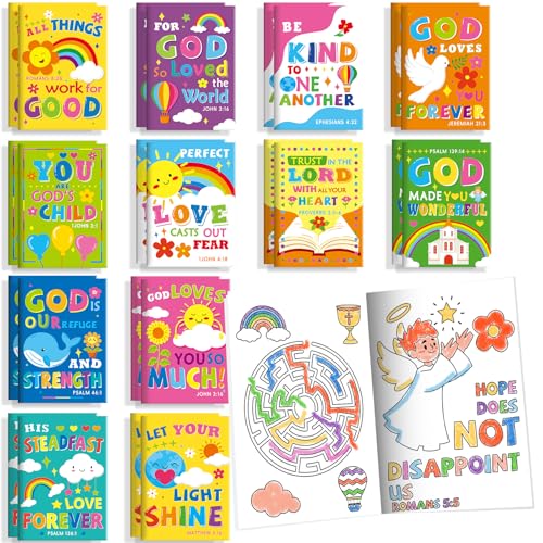 24 Mini Bible Coloring Books for Kids | Christian Party Favors