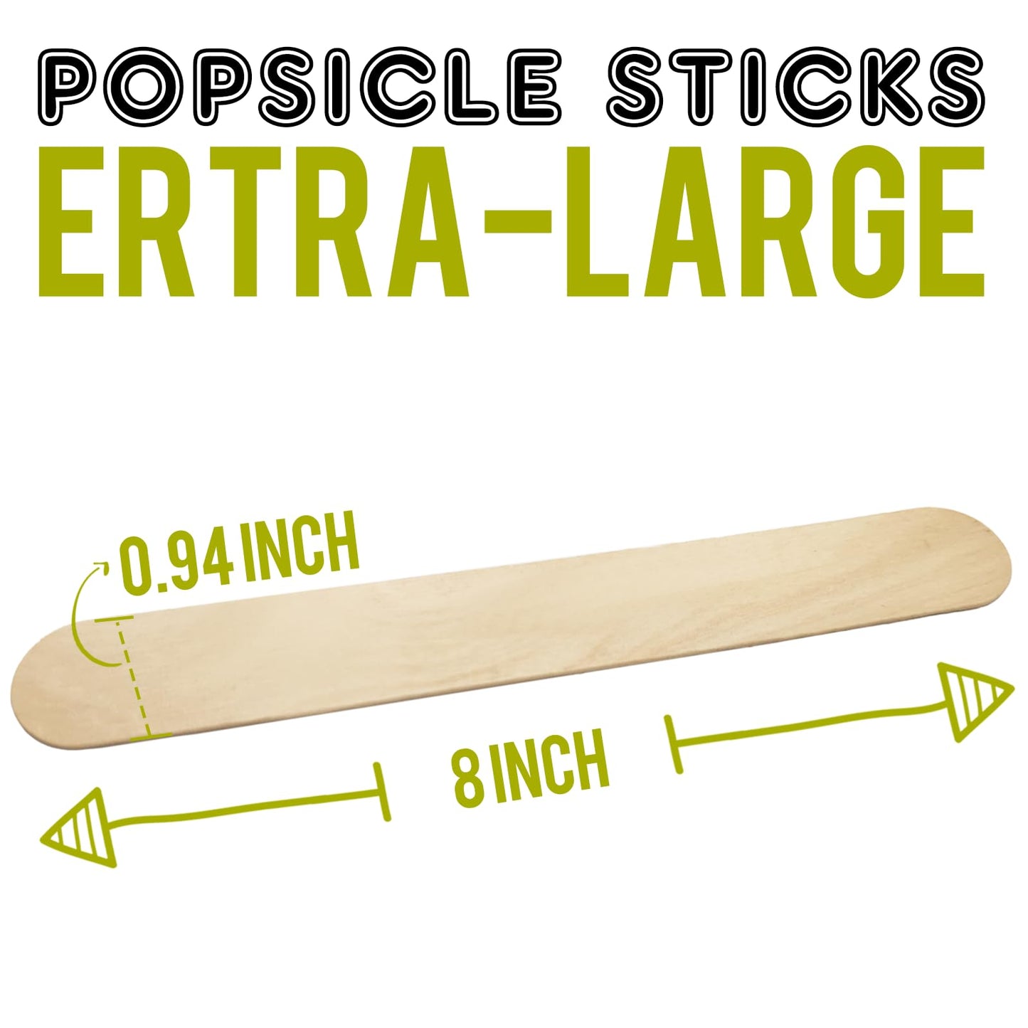 WISYOK 8'' Jumbo Craft Sticks, 60pcs Extra Large Natural Premium Wood, Ice Cream Sticks, Jumbo Sticks, Large Tongue Depressors, Plant Labels, Hair Removal and Waxing Supplies, Crafting
