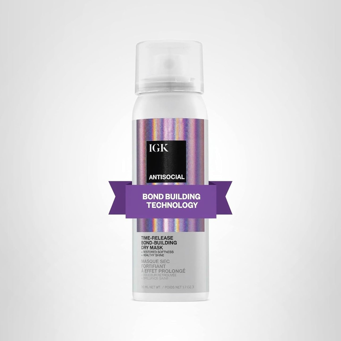 IGK ANTISOCIAL Bond-Building Dry Hair Mask - Repair, Soften & Shine | Vegan, 1.7 Oz