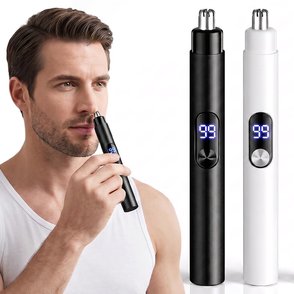 SENOY Nose Hair Trimmer for Men, 2026 New Electric Ear and Nose Hair Trimmer with LED Display, Type-C Rechargeable Mens Nose Hair Trimmer, Great Gifts for Elder, Dad (Mix-2PCS)