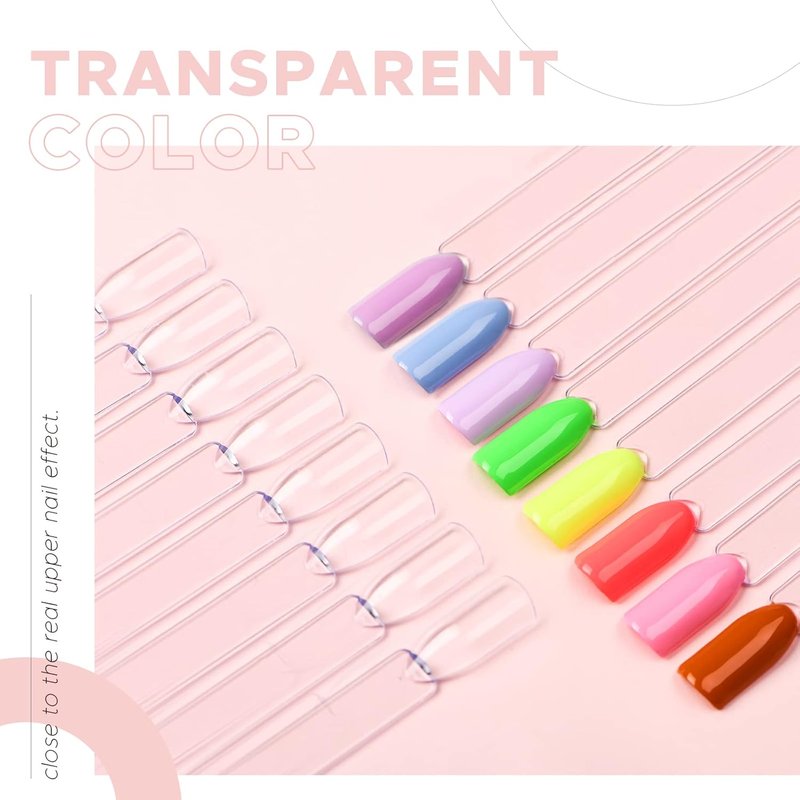 AZUREBEAUTY Clear Nail Color Sticks - 150 Pcs Fan Shape Display Tips | Nail Art Practice Tools