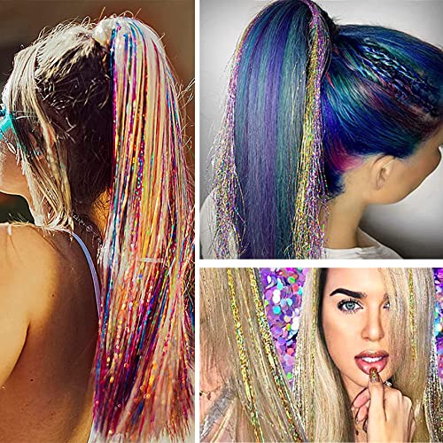 Hair Tinsel Extensions Kit with Tools - 48 Inch, 24 Colors, Easy to Use