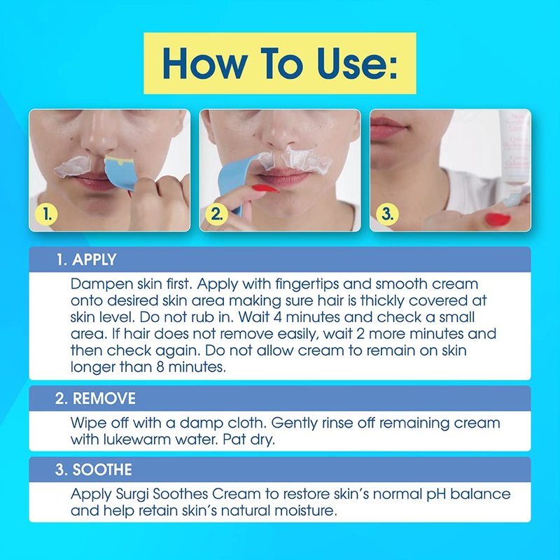 Surgiwax Facial Hair Removal Cream, Hair Remover for Face, 1 Ounce Tubes (Pack of 3)
