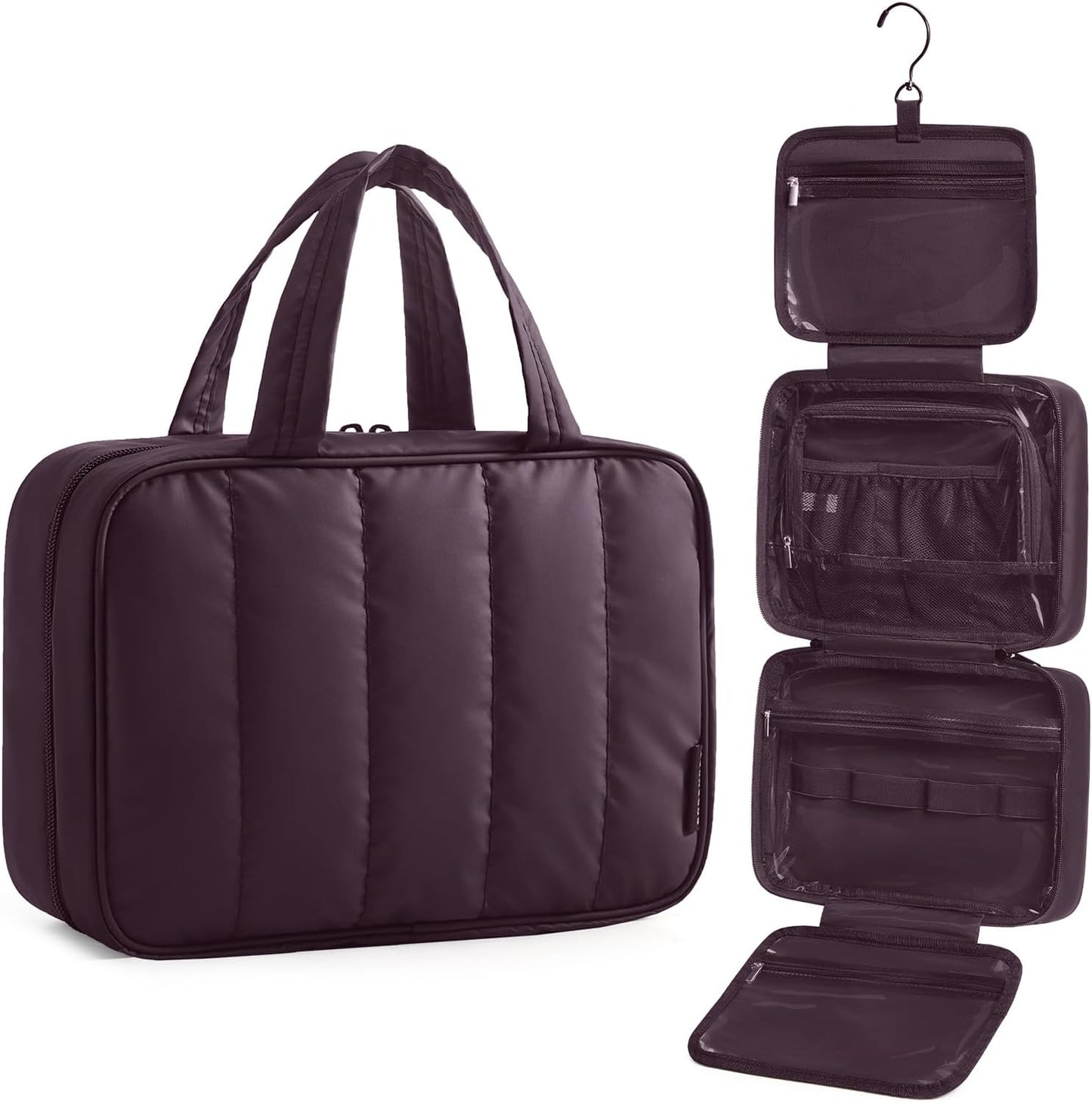 Travel Toiletry Bag for Women - Portable Hanging Makeup Organizer | Waterproof Cosmetic Bag in Pink