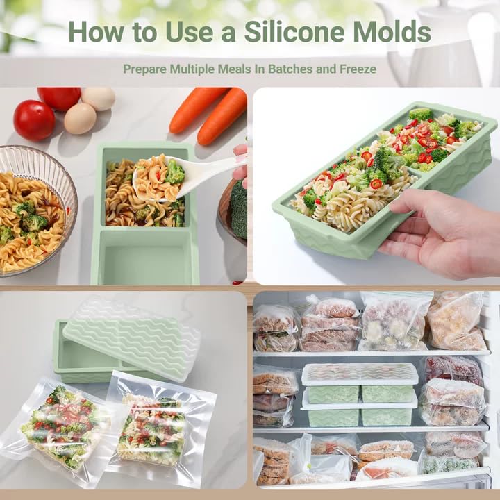 Aopigavi Silicone Freezer Tray with Lid – 2-Cup Portion Control Molds
