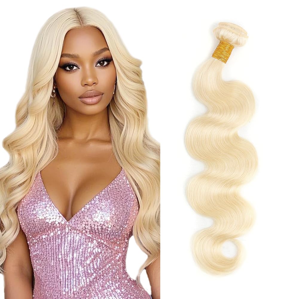 Blonde Human Hair Bundles 613 Body Wave Bundle Brazilian Unprocessed Virgin Hair 1 Bundle/50g 14 Inch White Blonde Bundles Human Hair Extensions