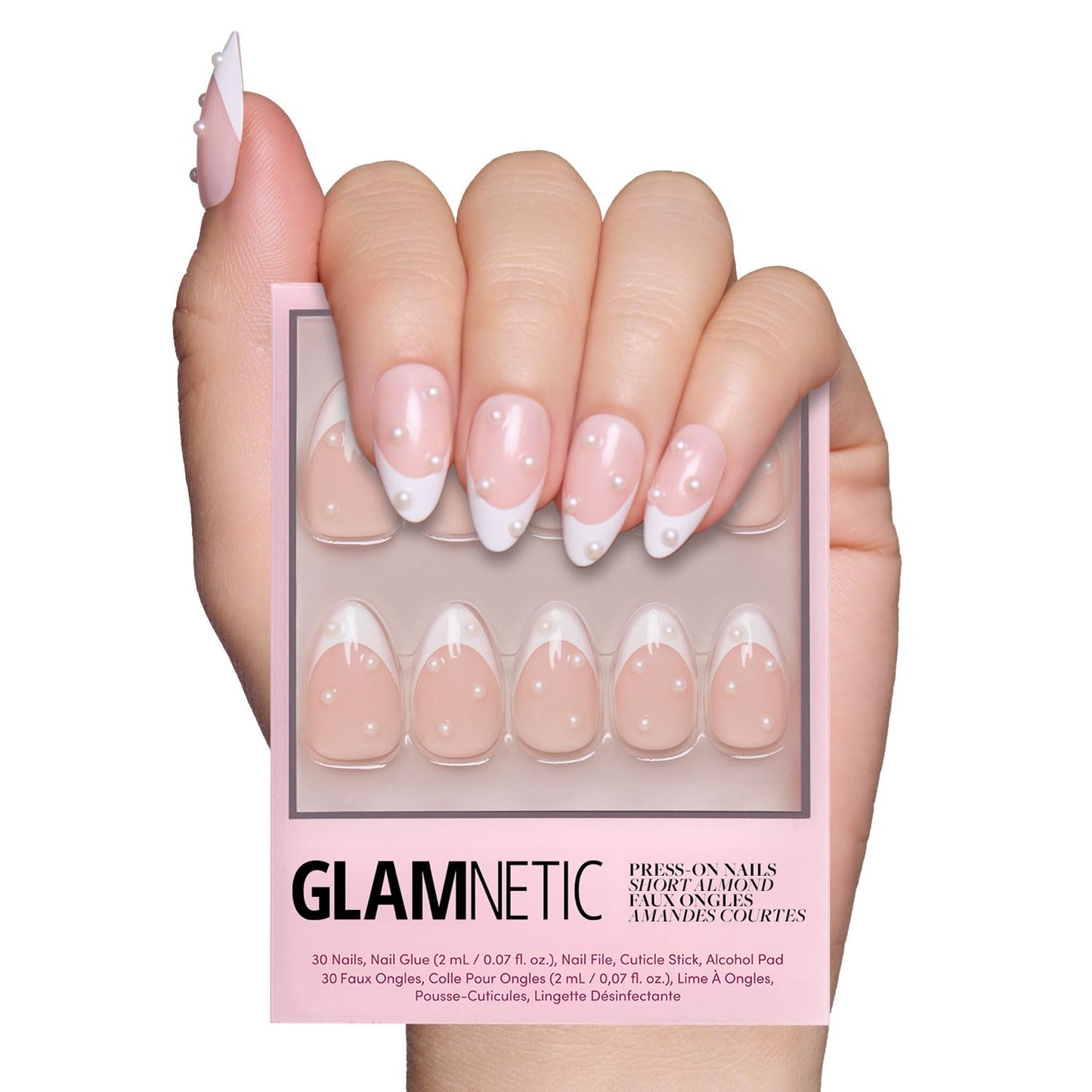Glamnetic Press On Nails - Honey Bun | Trendy Velvet Sparkly Short Almond Nails | 30 Nail Kit with Glue, 15 Sizes