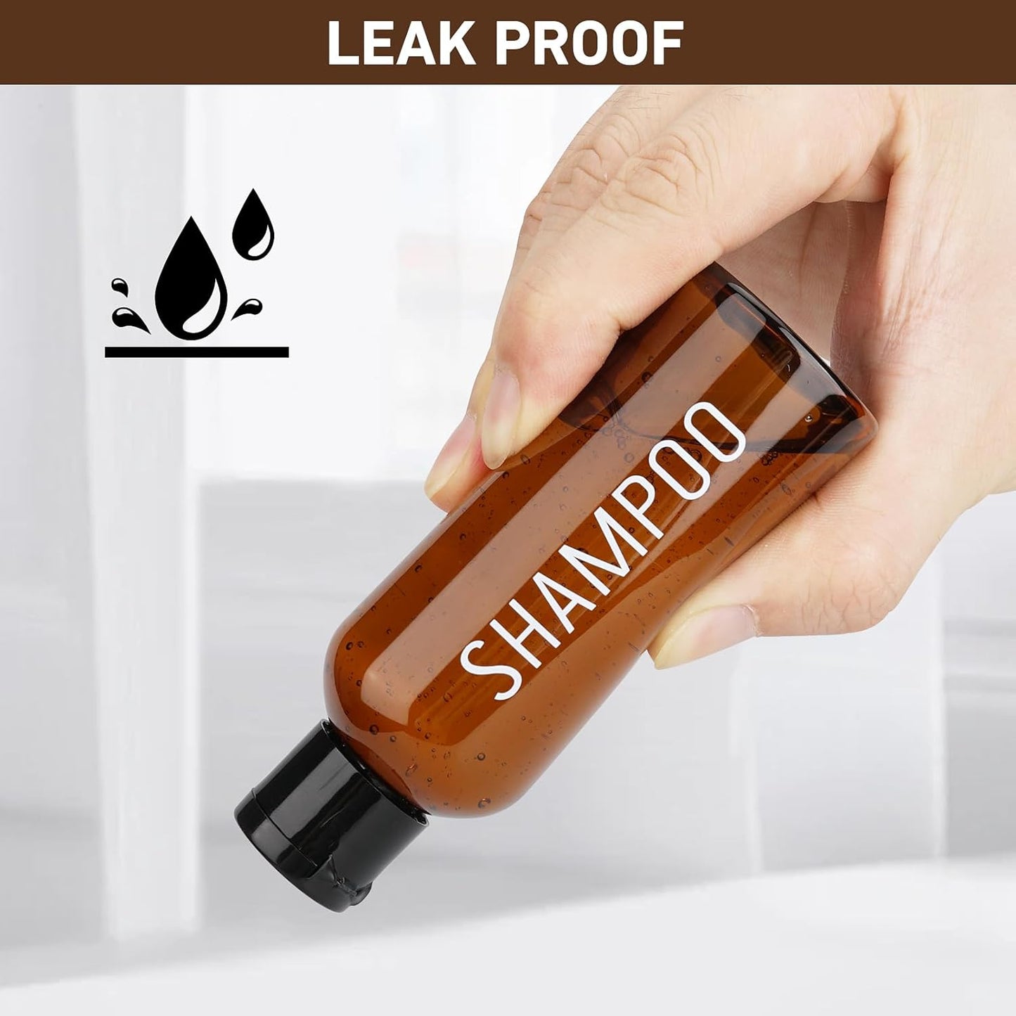 Travel Bottles for Toiletries - TSA Approved 10 Pack | Leak Proof 3.4oz Squeeze Containers - Brown