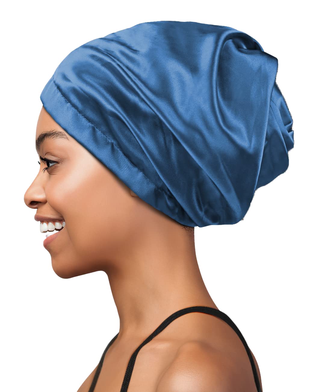 Women's Slouchy Beanie Chemo Hat - Soft Satin Sleep Cap in Burgundy