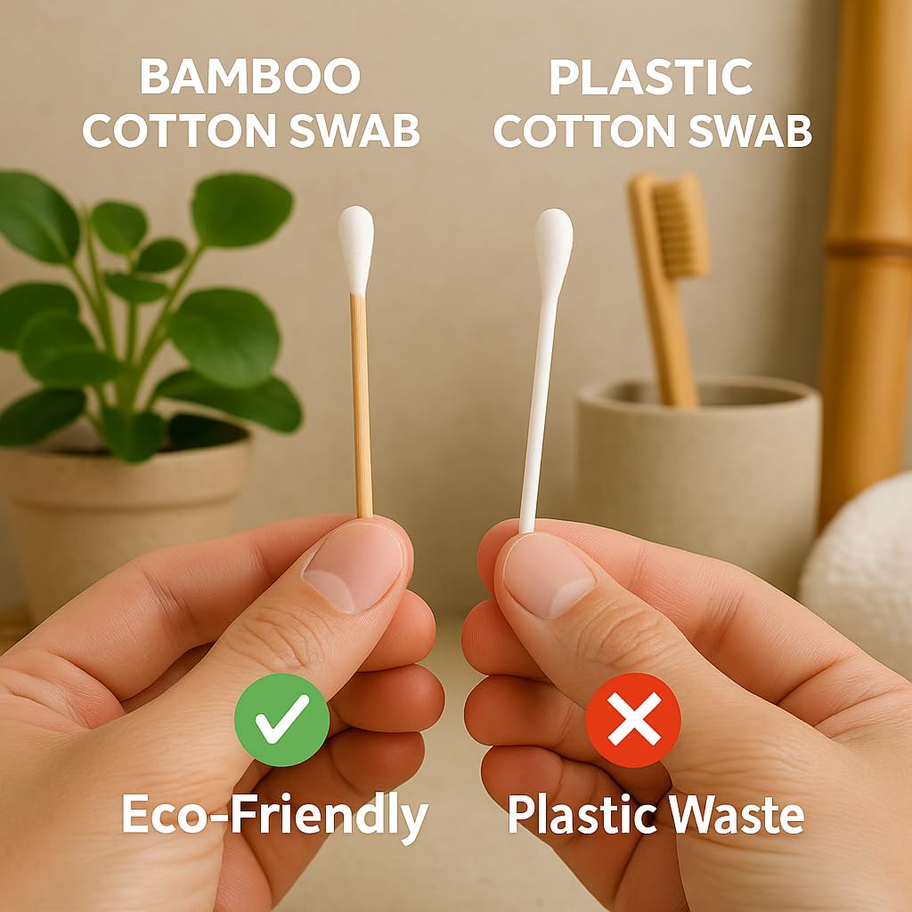 Vastliv Organic Bamboo Cotton Swabs – 300 Count | Eco-Friendly Sticks | Biodegradable, Plastic-Free, Multi-Purpose Buds for Makeup, Baby Care, Cleaning & Crafts