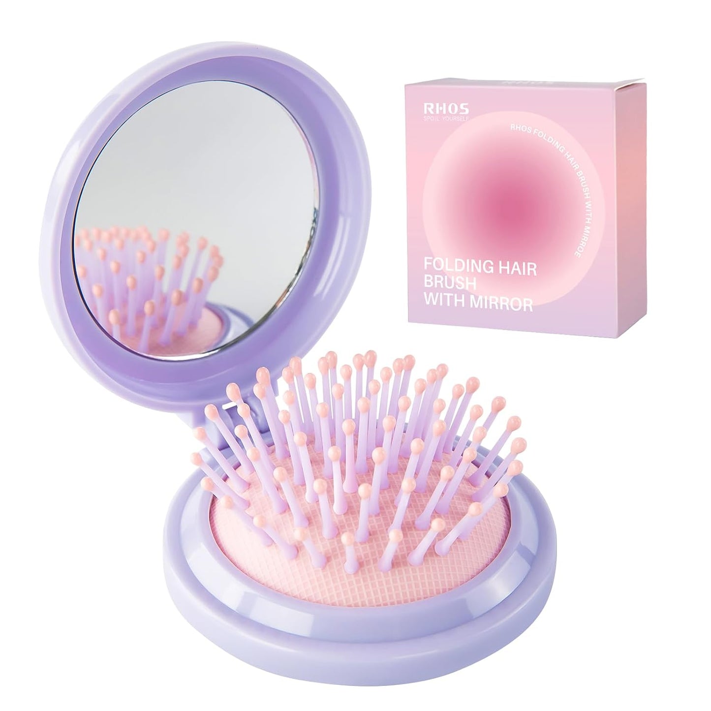 Mini Hair Brush for Women, Men & Kids - Travel Size Cushion Paddle Brush with Soft Bristles | Mocha Color