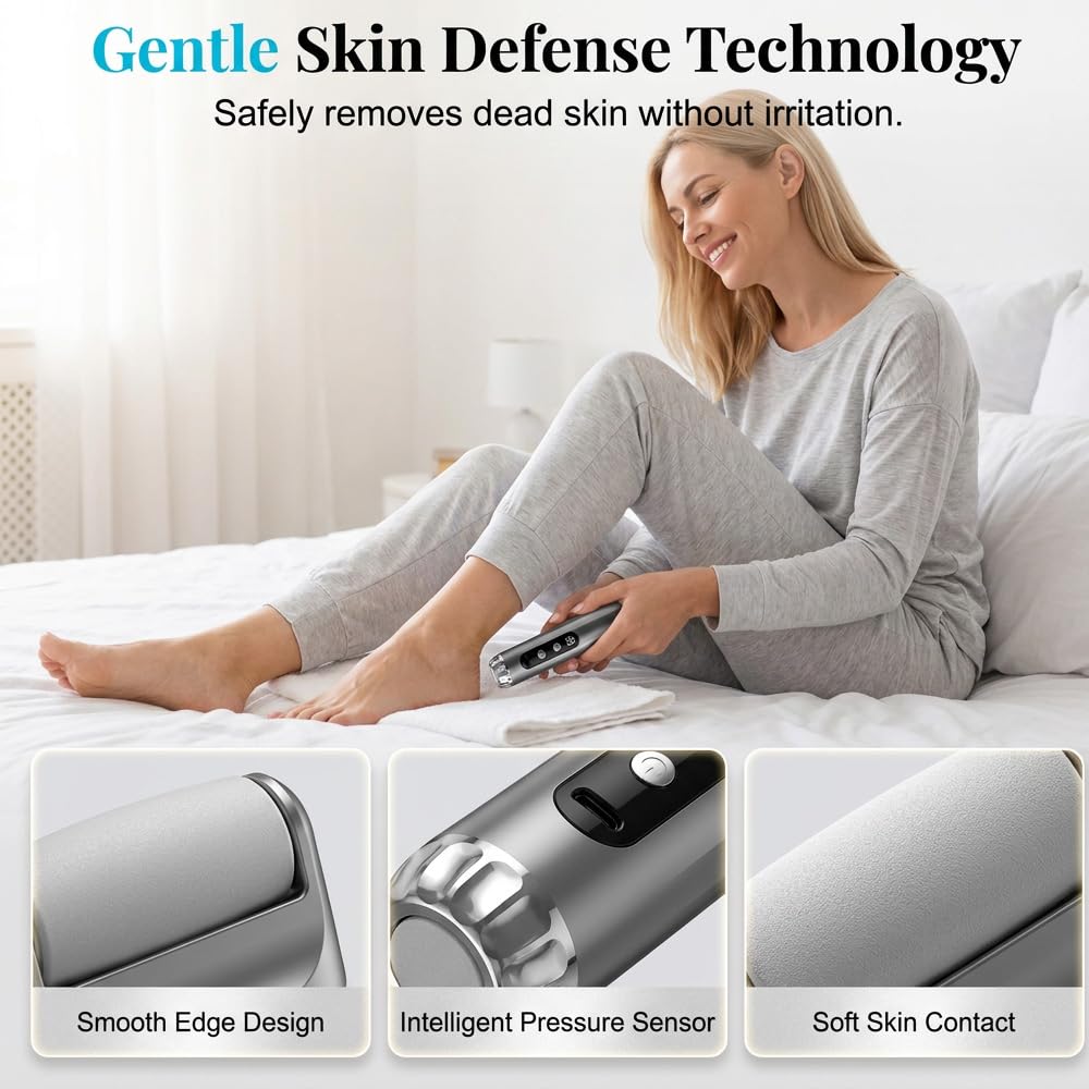 Electric Foot Callus Remover Rechargeable,50-Pack Sandpaper Discs,Foot Care Scrubber File with Adjustable Speed,Pedicure Tools for Cracked Heels & Dry Dead Skin (Pink)