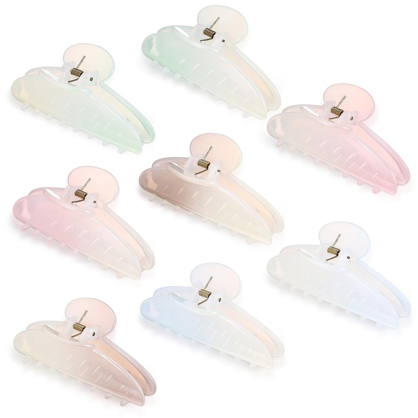 Large Acrylic Hair Claw Clips for Women - 8 Pcs Non-Slip Strong Hold | French Turquoise Color