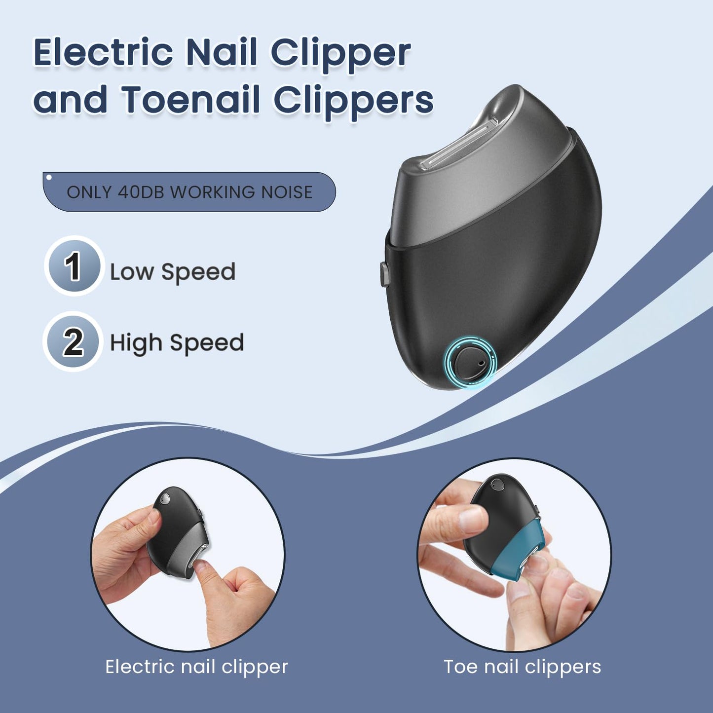Upgraded Electric Nail Clipper with Thickened Blade Heads, Rechargeable Cordless Automatic Electric Nail File, Easy & Safe Electric Nail Trimmer for Autism Kids, Adult, Seniors Fingers/Toenails