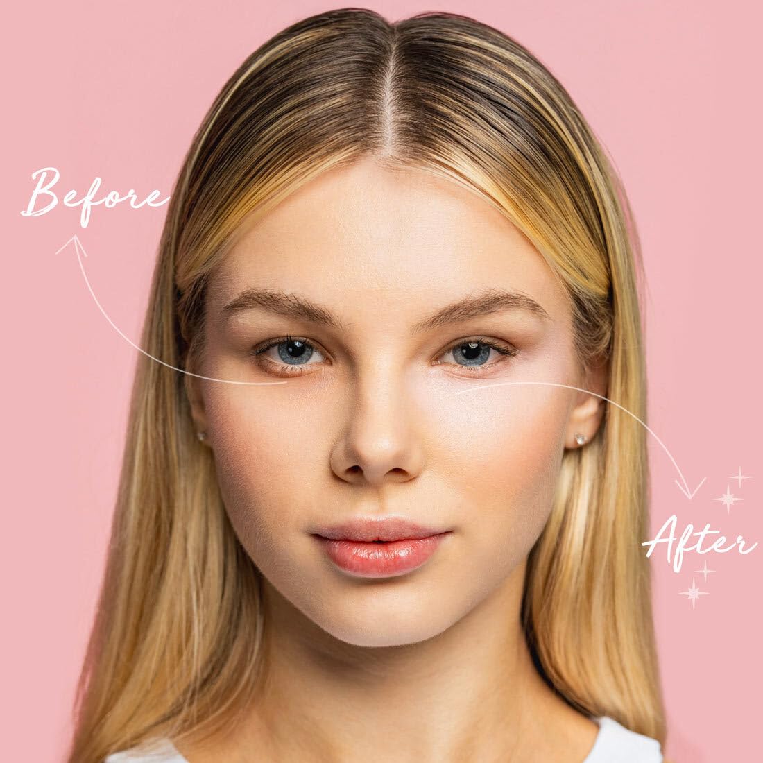 Palladio Under Eye Brightener - Concealer with Caffeine & Vitamin E | Light to Medium Soft Pink for Dark Circles