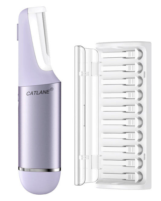 Dermaplane Razor for Women Face, Dermaplaning Tool for Face, Sonic Exfoliation & Peach Fuzz-Hair Removal System with 10 Dermaplaning Blades, Twilight Purple