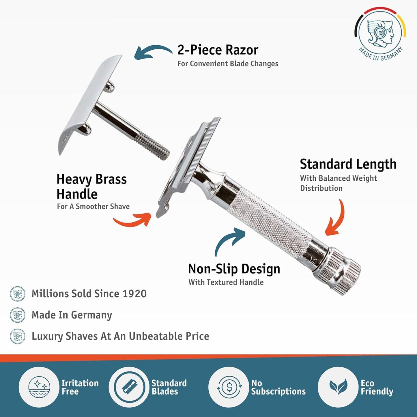 Merkur Mk34c Double Edge Razor with Heavy Duty Short Handle