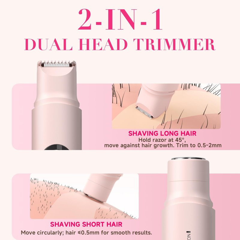 Bikini Trimmer for Women-Electric Razors for Women,Rechargeable Pubic Body Hair Trimmer,Waterproof Electric Shaver,Portable Lady Bikini Shaver for Legs, Body,Armpit, Facial, Gifts for Woman, Pink