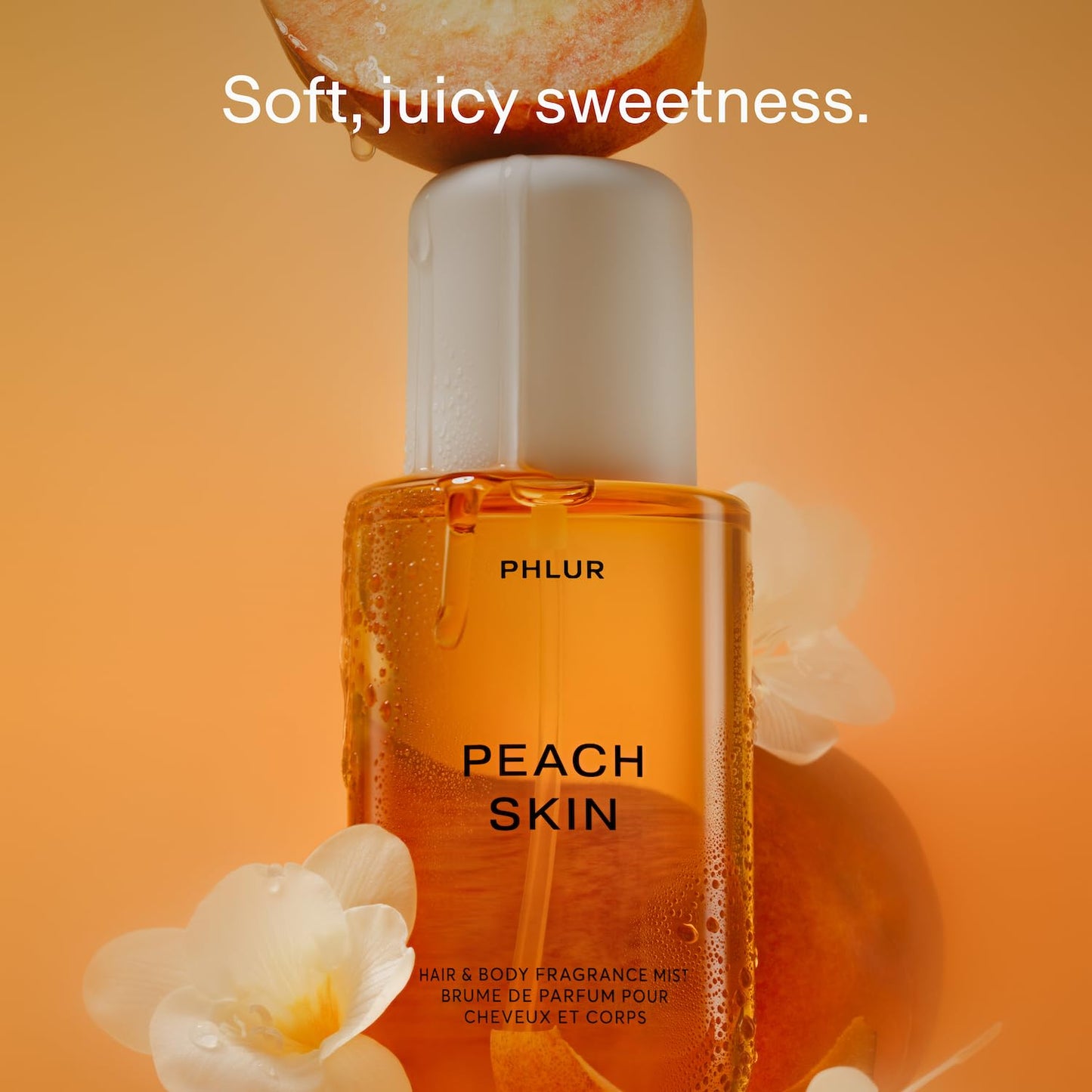 PHLUR Peach Skin Body Mist - Women's Hair & Body Perfume with Peach Bellini, Bergamot, Vanilla Orchid | 8 Fl Oz