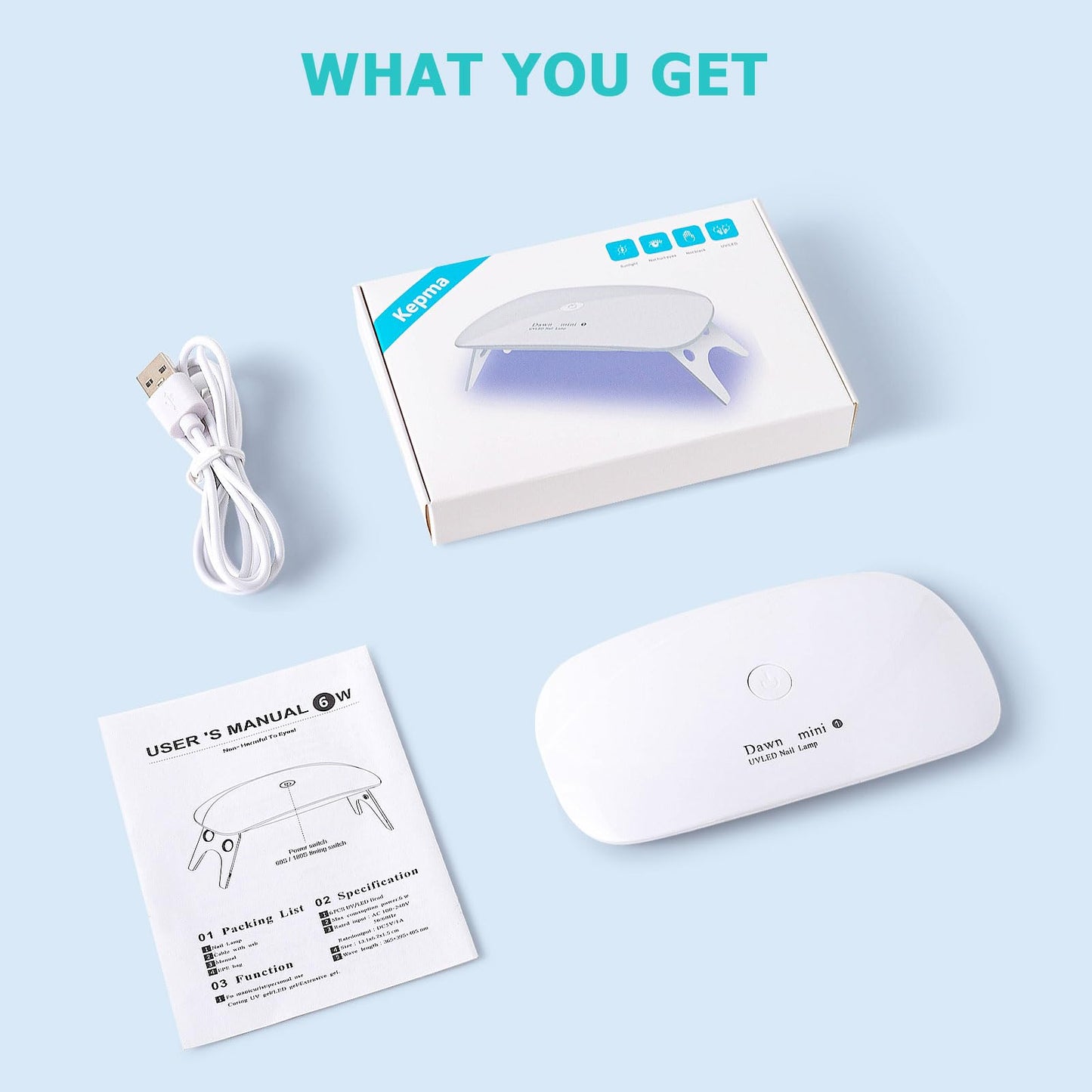 Kepma UV LED Nail Dryer Mini lamp Portable Curing Light for Gel Nail Polish,6w(White)