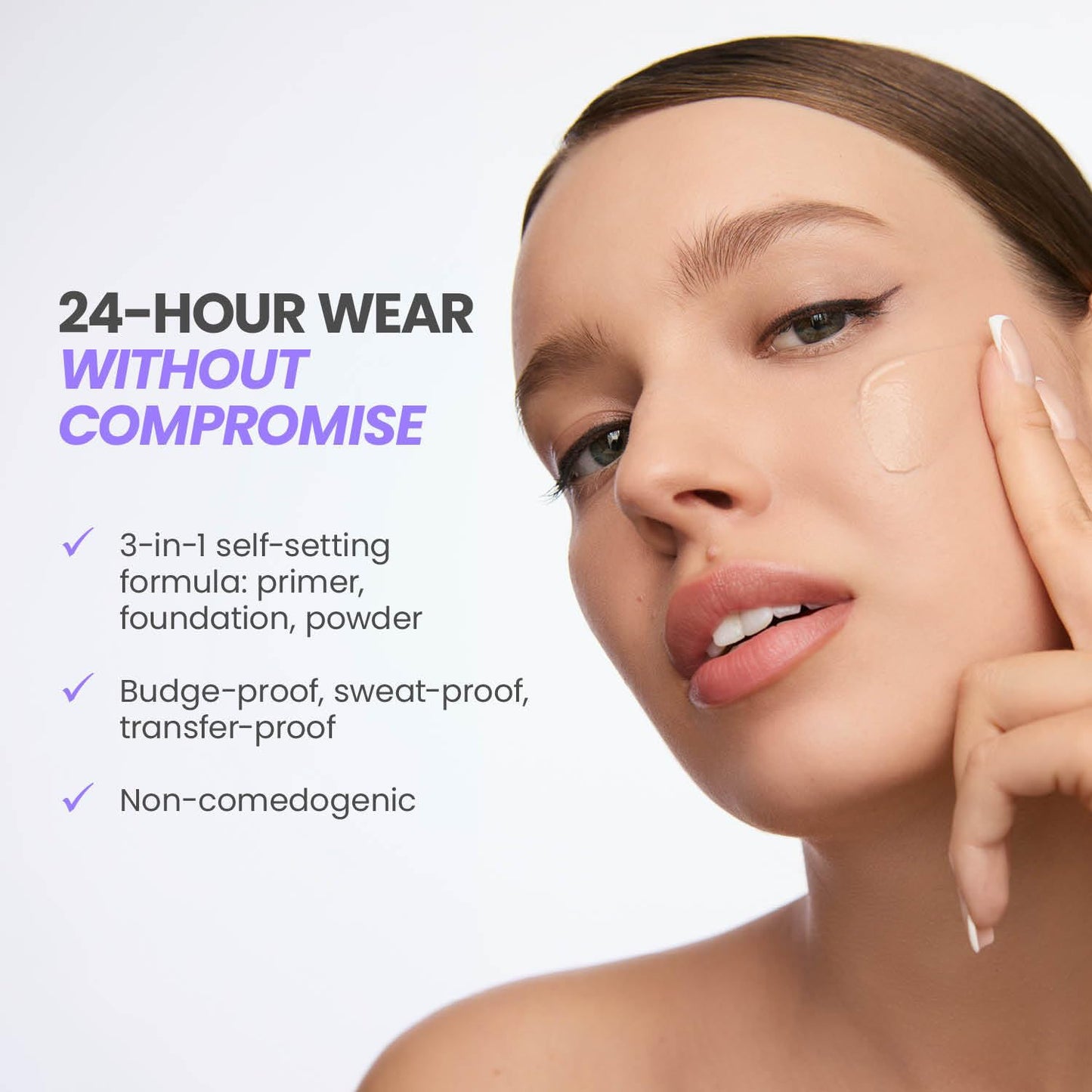 Wonderskin Hyper Bond All-Day Stay Serum Foundation - Waterproof, 24HR Longwear Makeup with Niacinamide & Hyaluronic Acid | Lightweight Natural Finish (Moonstone)