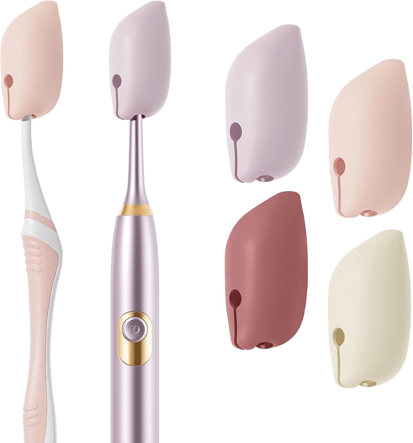 Silicone Toothbrush Covers - 4 Pack Portable Protector for Electric & Manual Brushes | Travel-Friendly Gray