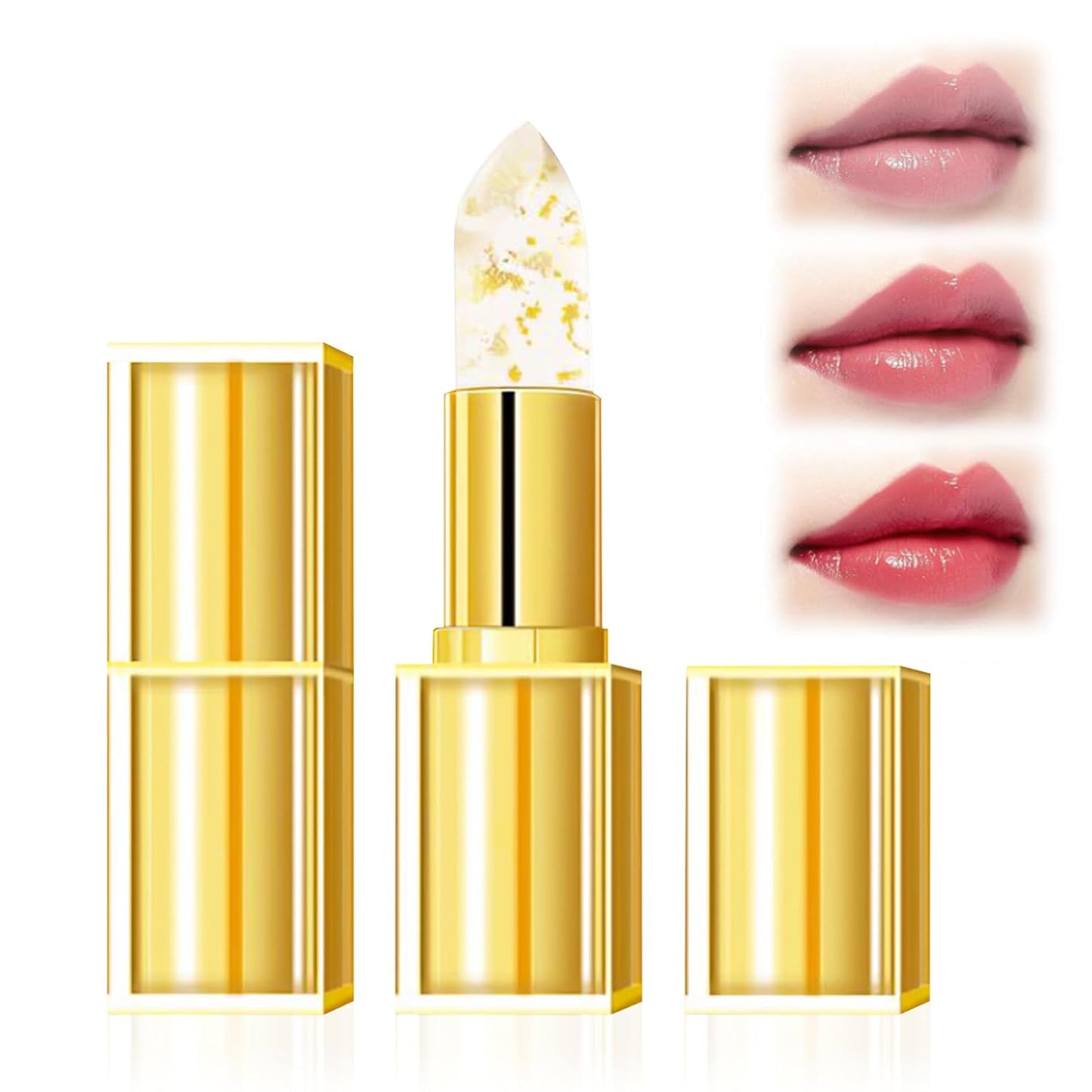 Color Changing Lipstick Set - Transferproof Moisturizing Glossy Shine | Gold Foil Finish, 2PCS