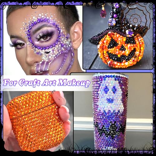 Halloween Pearl and Rhinestone Craft Embellishments - 60g Mix of Colored Pearls & Resin Gems