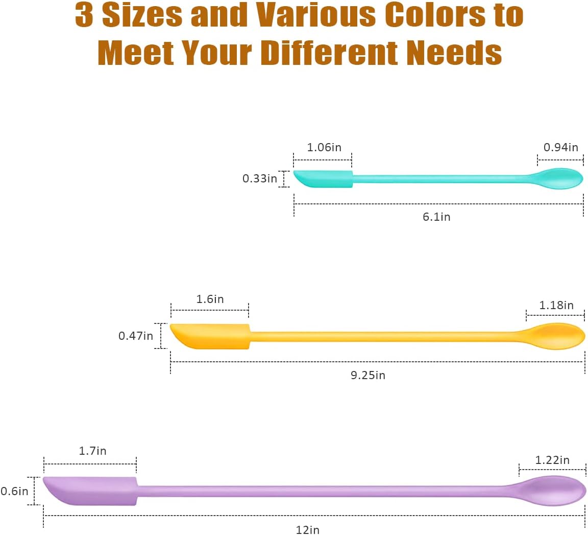 Silicone Spatula Set - 3-Piece Mini Scraper Tool for Makeup, Food & Beauty | Multi-Size for Jars & Containers
