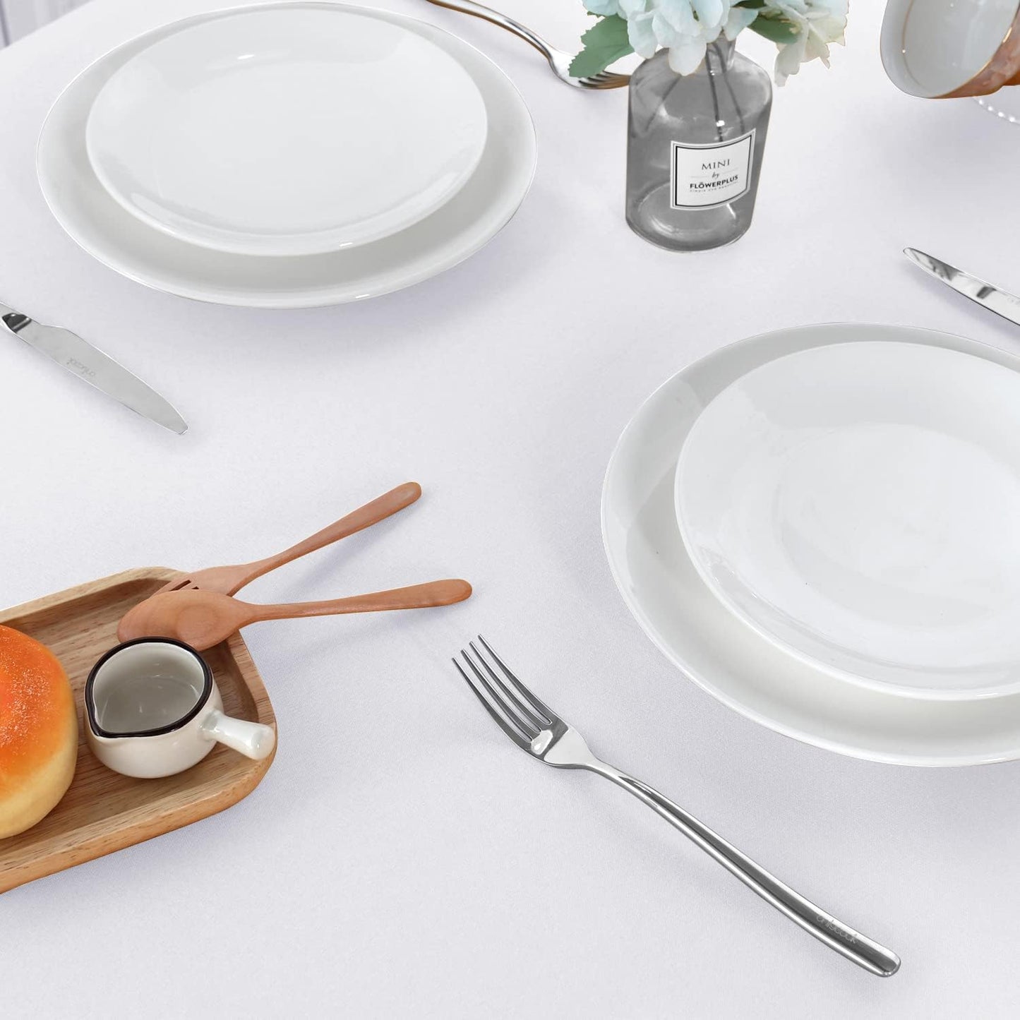 White Rectangle Tablecloth 60 x 102 Inch - Stain & Wrinkle Resistant Polyester for Dining, Buffets & Camping