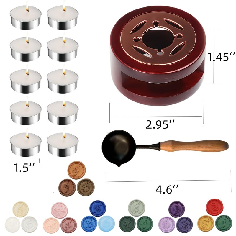 Wax Seal Kit with Warmer, ONWINPOR 300pcs Sealing Wax Beads Olive Sage Green in 3 Colors, Non-Slip Spoon, Candles for Envelopes, Stamp Letter Seal,Wedding Invitations (Green Mixed)