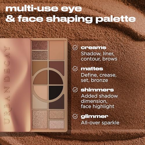 Urban Decay Naked Shaped Multi-Use Eyeshadow Palette - Neutral Eye & Face Palette, 14 Crease & Transfer-Resistant Shades, Up to 16HR Wear, Sculpting Creams, Defining Powders, Shimmer Highlighters