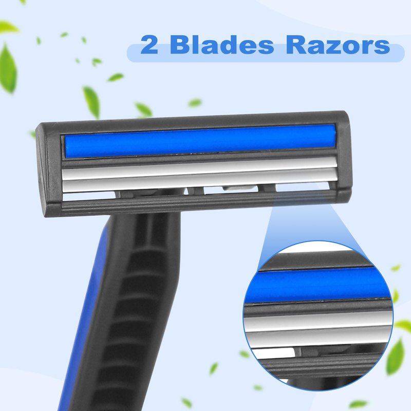 Fafortune Disposable Twin Blade Razors in Bulk, Individually Wrapped - Clear Safety Cap, For Homeless, Hotel, Airbnb, Travel (pack of 30,blue)