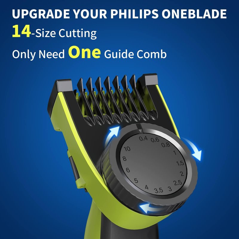 14-in-1 Adjustable Guards Comb, Attachment for Hybrid Electric Trimmer QP2520 QP2530 QP2620 QP2630, from 0.4 to 10mm Precision Length, with Body Comb and Skin Guard